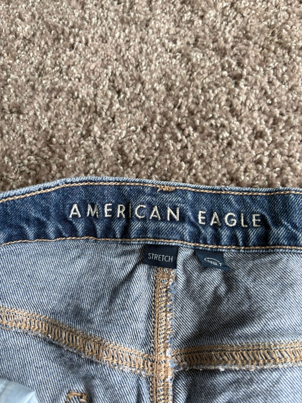 American Eagle Outfitters Blue Stretch Denim Jeans Waistband Detail - Picture 3 of 4